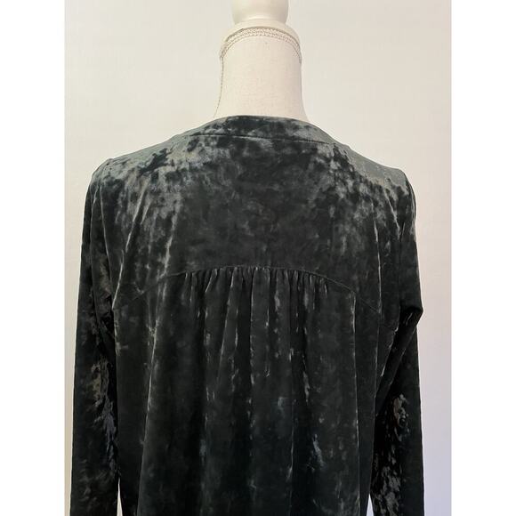 J Jill Womens Velour Velvet Pullover Top Blouse Size SP Forest Green Whimsigoth - Picture 5 of 8